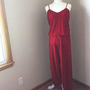 Red velvet cami and pants pj’s